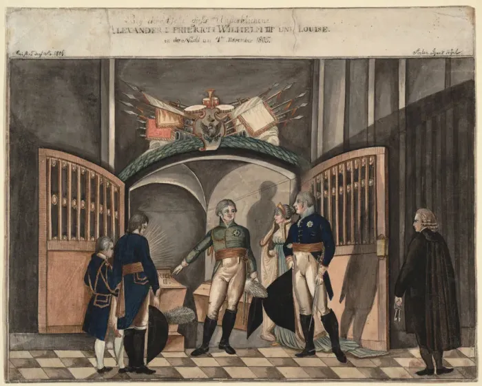 Framed Print : Near the ashes of Frederick the Great. Tsar Alexander I, King Frederick William III Framed Print : Near the ashes of Frederick the Great. Tsar Alexander I, King Frederick William III