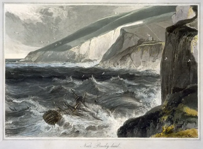 Framed Print : Near Beachy Head, Sussex, 1823. Artist: William Daniell Framed Print : Near Beachy Head, Sussex, 1823. Artist: William Daniell