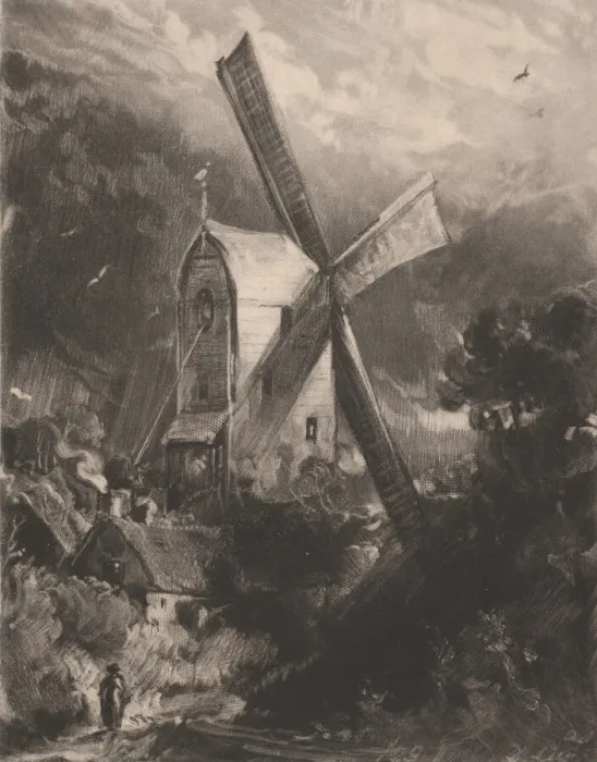 Framed Print : Mill Near Brighton, 1829. Creator: David Lucas Framed Print : Mill Near Brighton, 1829. Creator: David Lucas