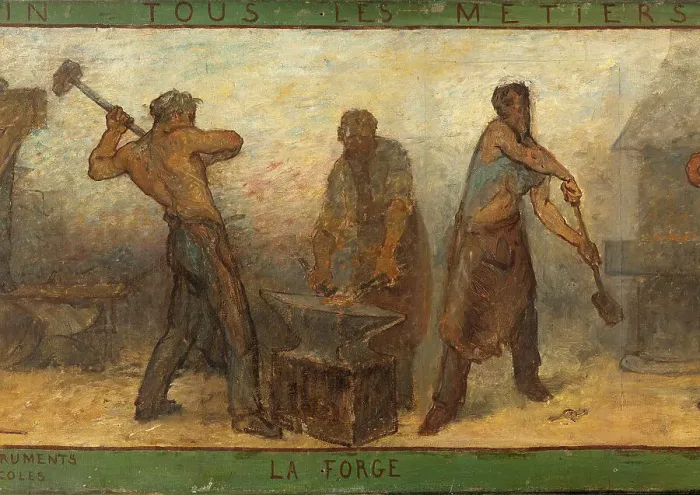 Framed Print : Near or far all trades need to be touched by a reflection of art: Trades: Sketch for the... 1887. Creator: Edmond Eugene Valton Framed Print : Near or far all trades need to be touched by a reflection of art: Trades: Sketch for the... 1887. Creator: Edmond Eugene Valton