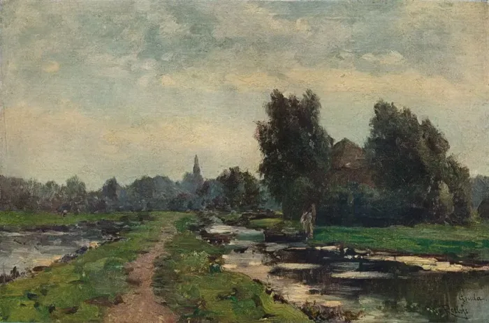 Framed Print : Near Gouda, 19th century. Artist: Willem Roelofs Framed Print : Near Gouda, 19th century. Artist: Willem Roelofs