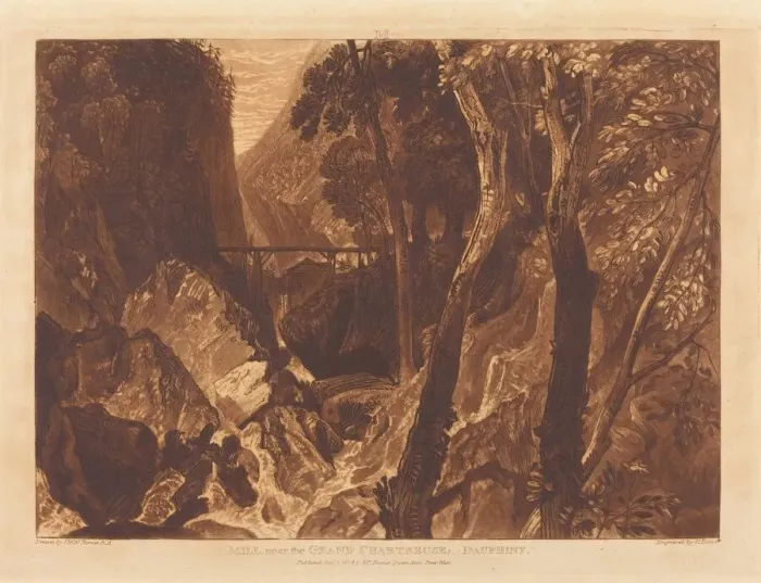 Framed Print : Mill near the Grand Chartreuse, published 1816. Creator: JMW Turner Framed Print : Mill near the Grand Chartreuse, published 1816. Creator: JMW Turner
