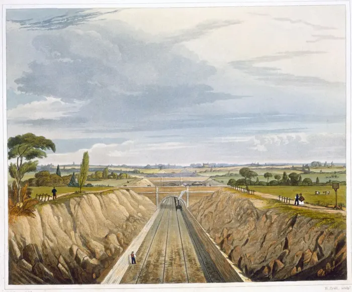 Framed Print : Near Liverpool, looking towards Manchester, Liverpool and Manchester Railway, 1833 Framed Print : Near Liverpool, looking towards Manchester, Liverpool and Manchester Railway, 1833