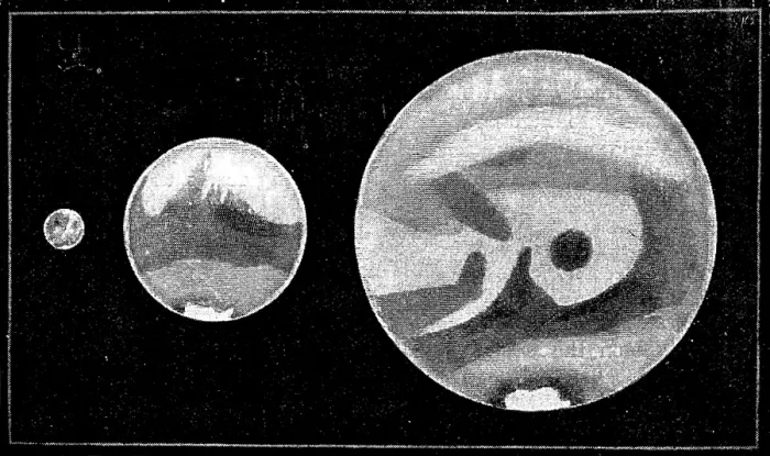 Framed Print : Our Near Neighbour, Mars: Fig. 6: apparent dimensions of Mars at...Extreme and mean distances, 1895. Creator: Unknown Framed Print : Our Near Neighbour, Mars: Fig. 6: apparent dimensions of Mars at...Extreme and mean distances, 1895. Creator: Unknown