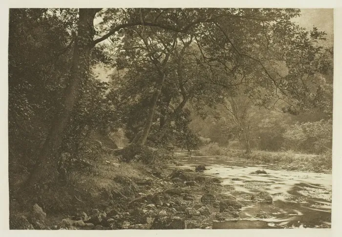 Framed Print : Near Reynards Cave, Dove Dale, 1880s. Creator: Peter Henry Emerson Framed Print : Near Reynards Cave, Dove Dale, 1880s. Creator: Peter Henry Emerson