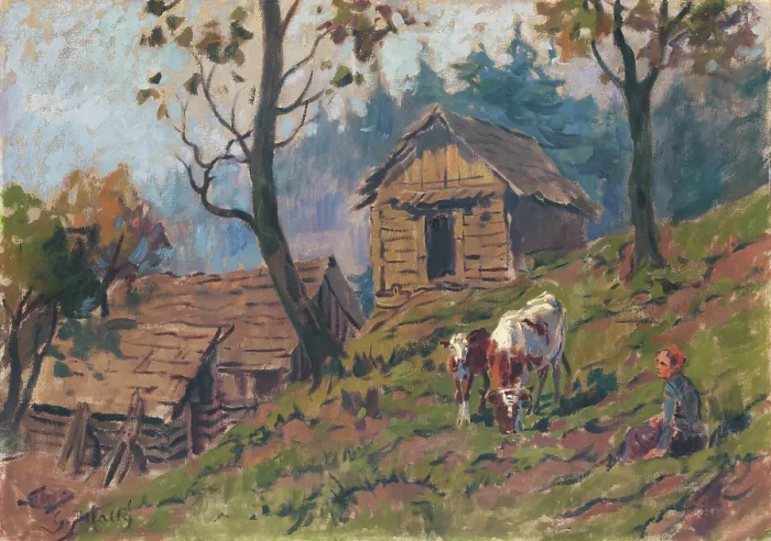 Framed Print : Near the Sheep Farm, around 1922. Creator: Gustav Mally Framed Print : Near the Sheep Farm, around 1922. Creator: Gustav Mally