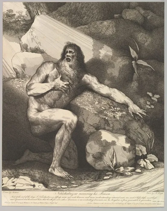 Framed Print : Nebuchadnezzar Recovering His Reason, October 20, 1782. Creator: Robert Blyth Framed Print : Nebuchadnezzar Recovering His Reason, October 20, 1782. Creator: Robert Blyth