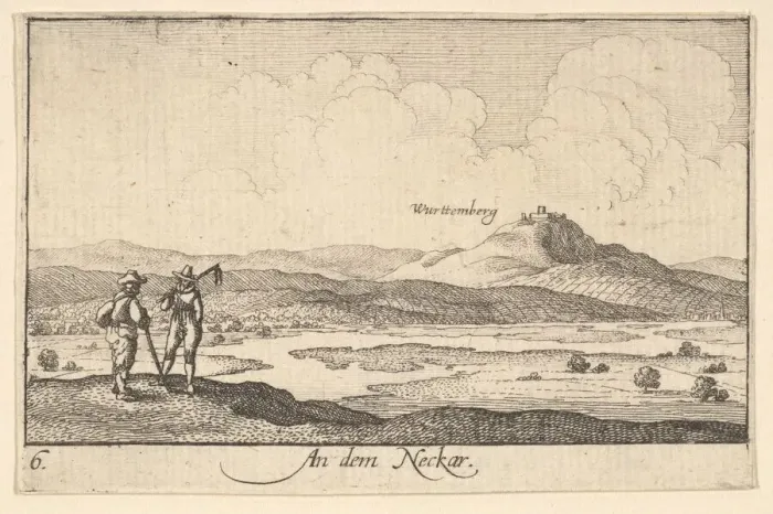 Framed Print : On the Neckar, 1635. Creator: Wenceslaus Hollar Framed Print : On the Neckar, 1635. Creator: Wenceslaus Hollar