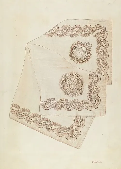 Framed Print : Neckerchief, 1937. Creator: Irene M. Burge Framed Print : Neckerchief, 1937. Creator: Irene M. Burge