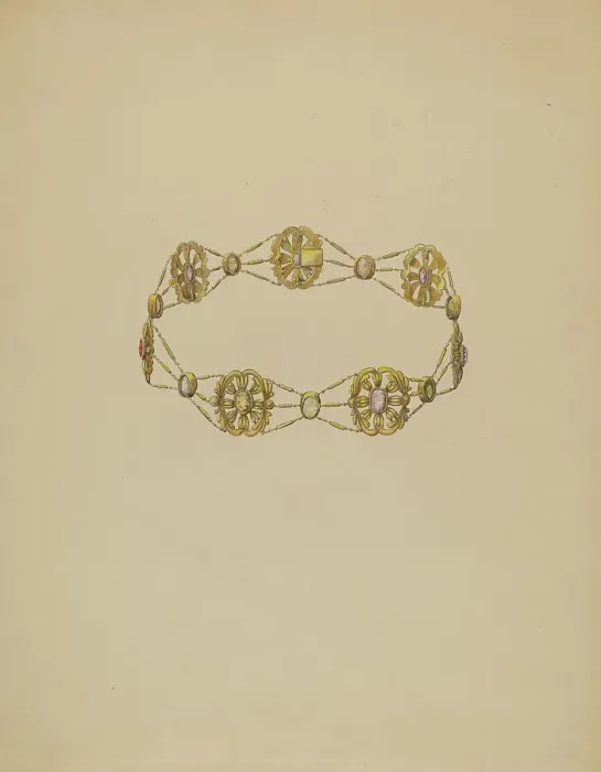 Framed Print : Necklace, c. 1936. Creator: Doris Beer Framed Print : Necklace, c. 1936. Creator: Doris Beer