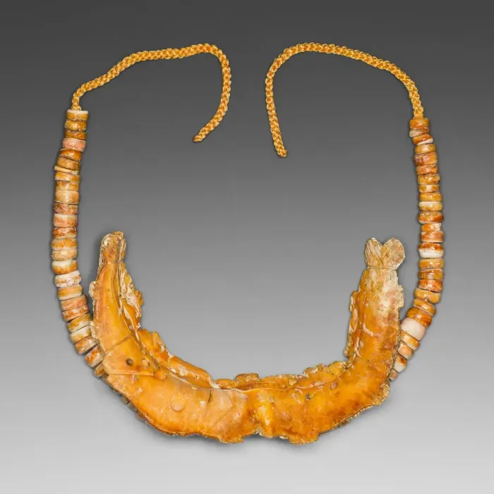 Framed Print : Necklace with a Pendant Depicting a Large Fish Eating a Smaller Fish, 200 B. C. / A. D. 200 Framed Print : Necklace with a Pendant Depicting a Large Fish Eating a Smaller Fish, 200 B. C. / A. D. 200