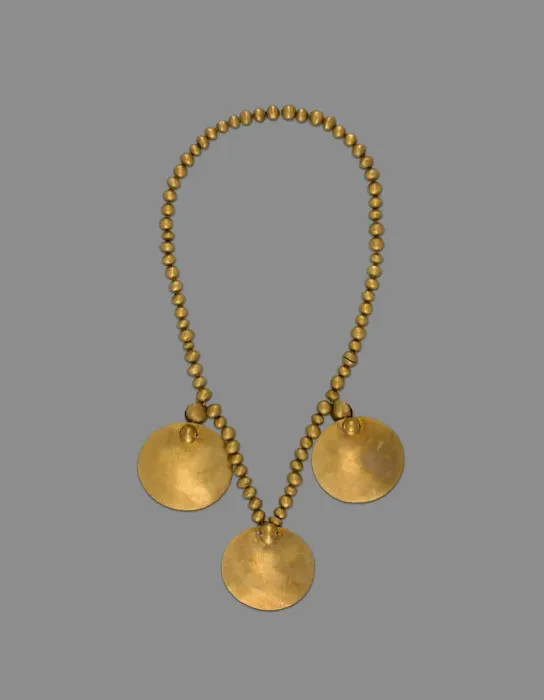 Framed Print : Necklace with Three Round Pendant Disks, A. D. 1000 / 1400. Creator: Unknown Framed Print : Necklace with Three Round Pendant Disks, A. D. 1000 / 1400. Creator: Unknown