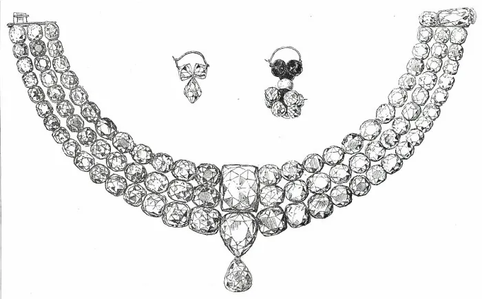 Framed Print : Necklace of the Young Guicowar of Baroda, valued at forty lacs of rupees, 1876. Creator: Unknown Framed Print : Necklace of the Young Guicowar of Baroda, valued at forty lacs of rupees, 1876. Creator: Unknown