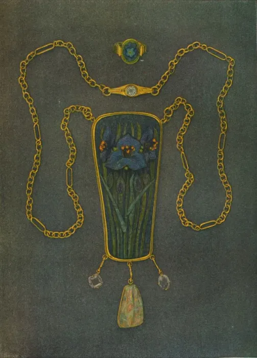 Framed Print : A Necklet in Gold, Enamel and Precious Stones, c1901. Artist: Nelson Ethelred Dawson Framed Print : A Necklet in Gold, Enamel and Precious Stones, c1901. Artist: Nelson Ethelred Dawson