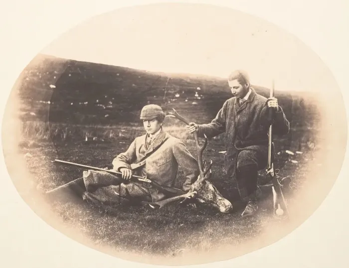 Framed Print : Ned and Colin Ross with Hunt Trophy, ca. 1857. Creator: Horatio Ross Framed Print : Ned and Colin Ross with Hunt Trophy, ca. 1857. Creator: Horatio Ross