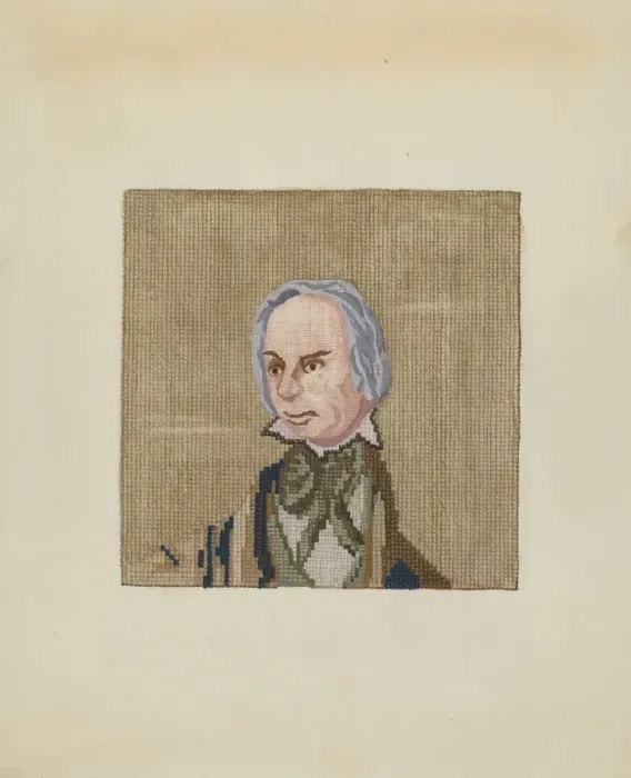 Framed Print : Needlepoint Picture, c. 1937. Creator: Jules Lefevere Framed Print : Needlepoint Picture, c. 1937. Creator: Jules Lefevere
