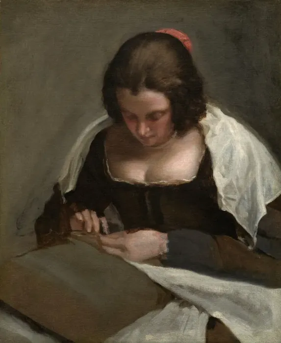 Framed Print : The Needlewoman, c. 1640 / 1650. Creator: Diego Velasquez Framed Print : The Needlewoman, c. 1640 / 1650. Creator: Diego Velasquez