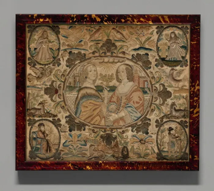 Framed Print : Needlework (Depicting the Four Seasons), England, c. 1660. Creator: Unknown Framed Print : Needlework (Depicting the Four Seasons), England, c. 1660. Creator: Unknown