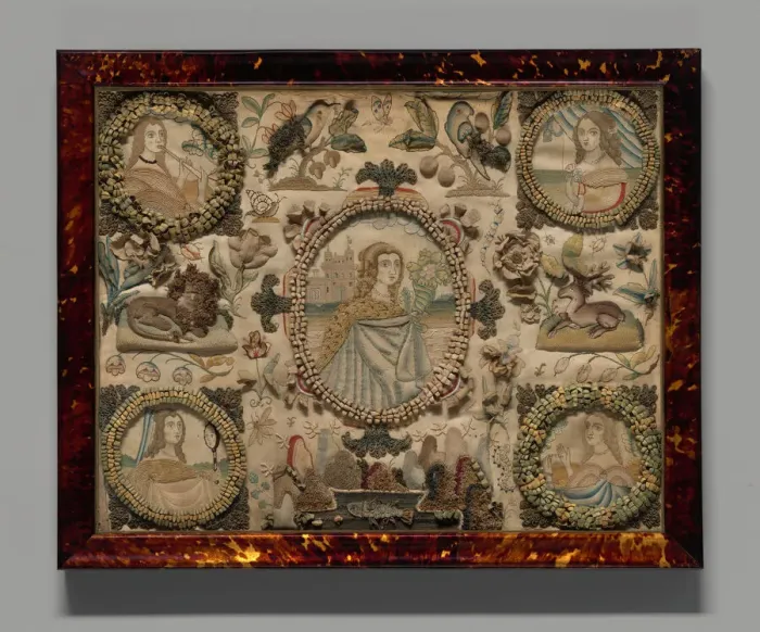 Framed Print : Needlework (Depicting the Five Senses), England, 1601 / 25. Creator: Unknown Framed Print : Needlework (Depicting the Five Senses), England, 1601 / 25. Creator: Unknown