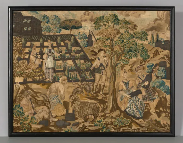 Framed Print : Needlework Panel, Portugal, Late 17th century. Creator: Unknown Framed Print : Needlework Panel, Portugal, Late 17th century. Creator: Unknown