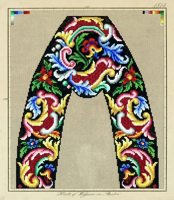 Framed Print : Needlework pattern, c1870-1900. Creator: Hertz & Wegener