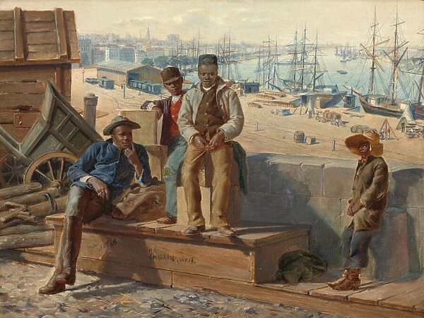 Negro Boys on the Quayside, c. 1865. Creator: David Norslup