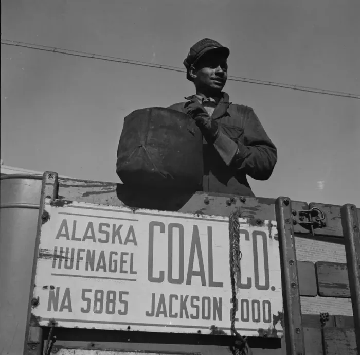 Framed Print : Negro coal hauler for the Alaska Hufnagel Coal Company, Washington, D. C. 1942. Creator: Gordon Parks Framed Print : Negro coal hauler for the Alaska Hufnagel Coal Company, Washington, D. C. 1942. Creator: Gordon Parks