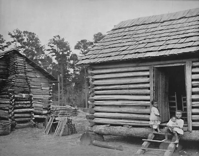Framed Print : Negro Log Huts, Thomasville, Georgia, c1897. Creator: Unknown Framed Print : Negro Log Huts, Thomasville, Georgia, c1897. Creator: Unknown