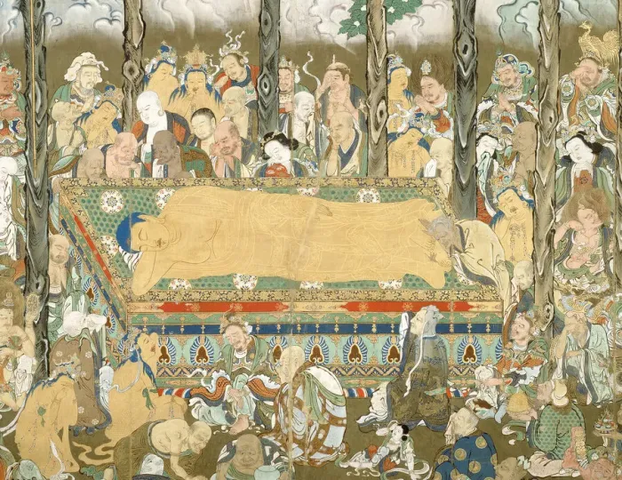 Framed Print : Nehan: Death of the Buddha, late 17th / early 18th century. Creator: Unknown Framed Print : Nehan: Death of the Buddha, late 17th / early 18th century. Creator: Unknown