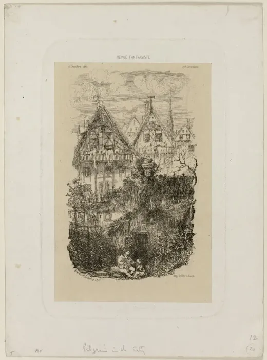 Framed Print : The Neighborhood, from Revue Fantaisiste, 1861. Creator: Rodolphe Bresdin Framed Print : The Neighborhood, from Revue Fantaisiste, 1861. Creator: Rodolphe Bresdin