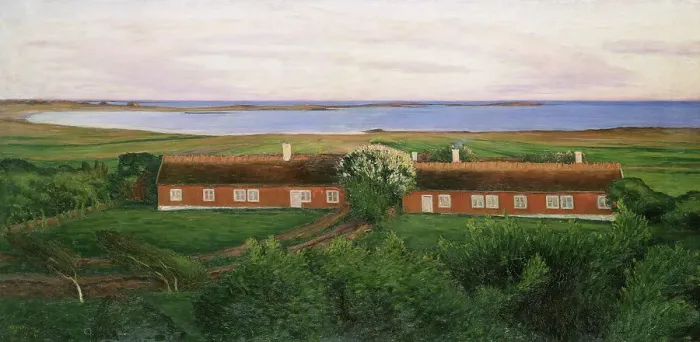 Framed Print : The Neighbouring Farm Houses, 1894. Creator: Karl Nordström Framed Print : The Neighbouring Farm Houses, 1894. Creator: Karl Nordström