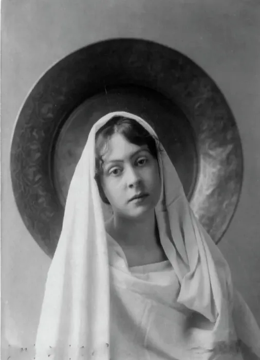 Framed Print : Neith Boyce Hapgood, half-length portrait, facing front, wearing shawl... between 1890 and 1910. Creator: Frances Benjamin Johnston Framed Print : Neith Boyce Hapgood, half-length portrait, facing front, wearing shawl... between 1890 and 1910. Creator: Frances Benjamin Johnston