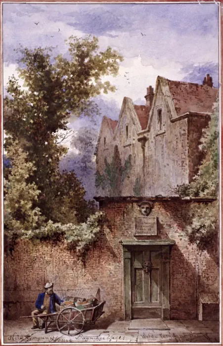 Framed Print : Nell Gwynnes house, Bagnigge Wells, St Pancras, London, 1865. Artist: Waldo Sargeant Framed Print : Nell Gwynnes house, Bagnigge Wells, St Pancras, London, 1865. Artist: Waldo Sargeant