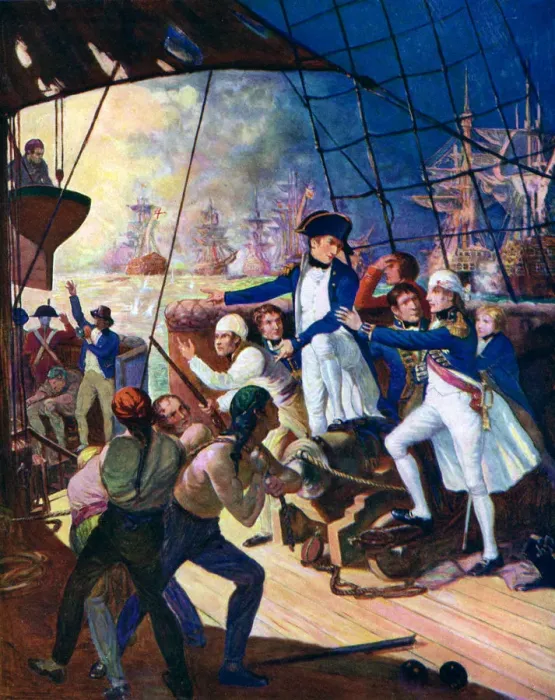 Framed Print : Nelson at the Battle of the Nile, 1798, (c1920) Framed Print : Nelson at the Battle of the Nile, 1798, (c1920)