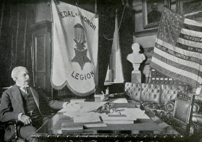 Framed Print : Nelson A Miles, US Army general, at his headquarters, 1898 Framed Print : Nelson A Miles, US Army general, at his headquarters, 1898