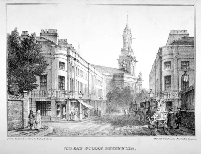 Framed Print : Nelson Street, Greenwich, London, c1830. Artist: W Bligh Barker Framed Print : Nelson Street, Greenwich, London, c1830. Artist: W Bligh Barker