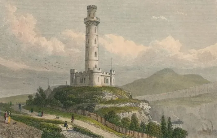 Framed Print : Nelsons Monument, Calton Hill, Edinburgh, c1830. Creator: William Tombleson Framed Print : Nelsons Monument, Calton Hill, Edinburgh, c1830. Creator: William Tombleson