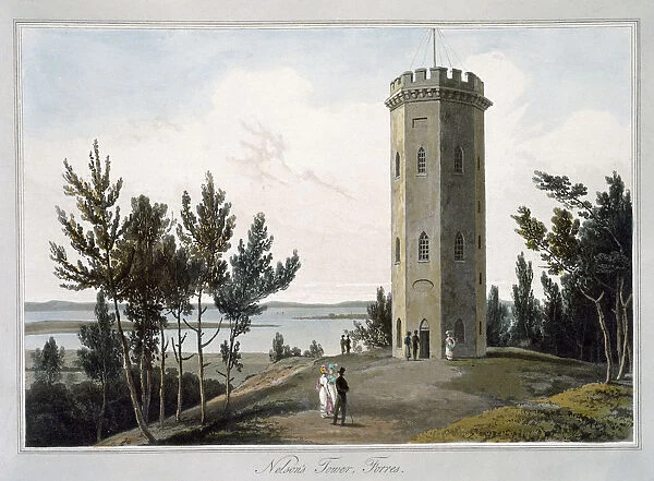 Nelsons Tower, Forres, Moray, Scotland, 1821. Artist: William Daniell