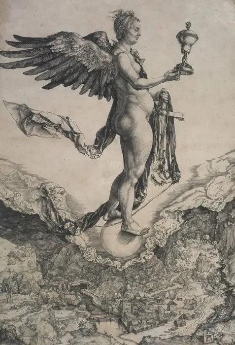 Framed Print : Nemesis (the Great Fortune), c.1502. Creator: Albrecht Durer Framed Print : Nemesis (the Great Fortune), c.1502. Creator: Albrecht Durer
