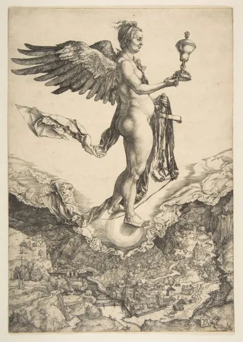 Framed Print : Nemesis (The Great Fortune), ca. 1501. Creator: Albrecht Durer Framed Print : Nemesis (The Great Fortune), ca. 1501. Creator: Albrecht Durer