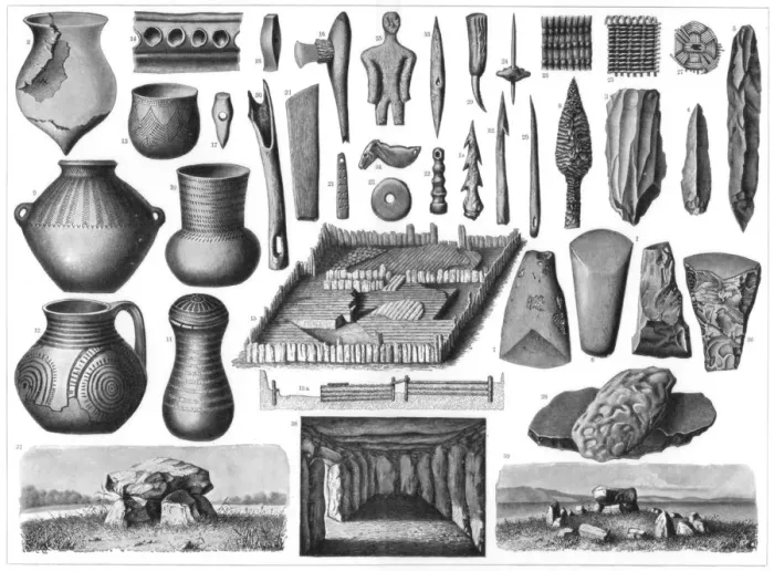 Framed Print : Neolithic antiquities, 1901 Framed Print : Neolithic antiquities, 1901