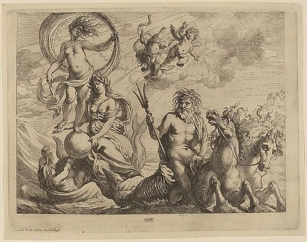 Neptune with Two Horses on the Sea. Creator: Cornelis Schut I