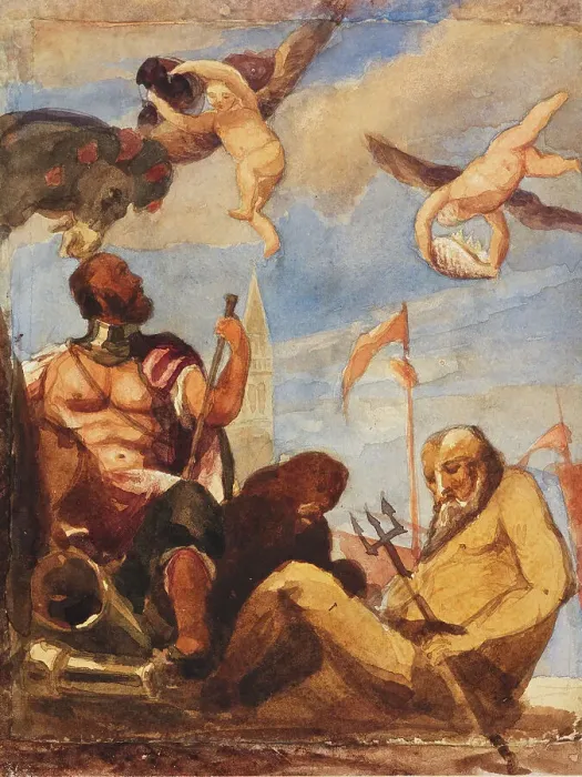 Framed Print : Neptune and Mars With The Lion of St Mark, c1800-1850. Creators: David Cox the Elder, Paolo Veronese Framed Print : Neptune and Mars With The Lion of St Mark, c1800-1850. Creators: David Cox the Elder, Paolo Veronese