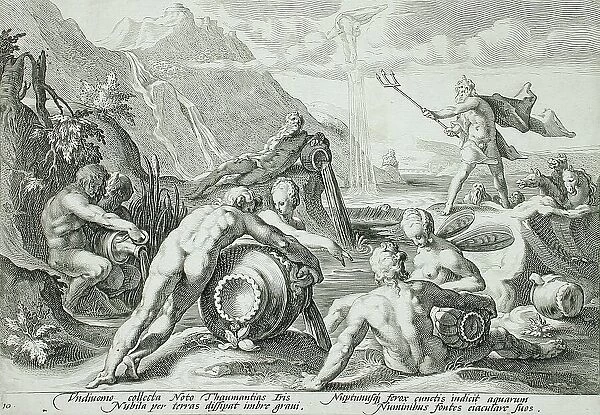 Neptune Plotting the Destruction of Man, published 1589. Creator: Hendrik Goltzius
