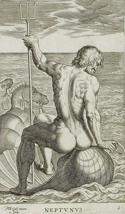 Framed Print : Neptunus, 1586. Creator: Philip Galle Framed Print : Neptunus, 1586. Creator: Philip Galle