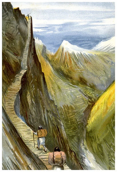 The Nerpani track, Tibet, 1898. Artist: FA Brockhaus