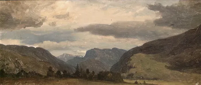 Framed Print : From Nes in Hallingdal, 1845. Creator: Hans Gude Framed Print : From Nes in Hallingdal, 1845. Creator: Hans Gude