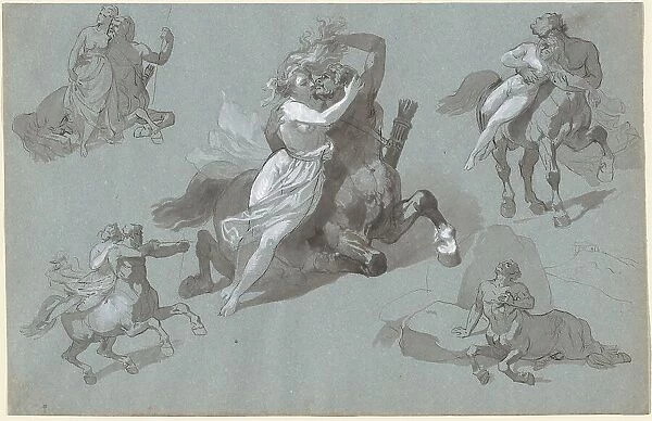 Nessus and Dejanira in Four Poses, and the Dying Nessus, 1830s. Creator: Hippolyte Lalaisse