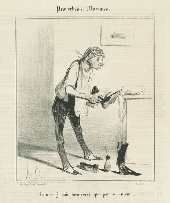 Framed Print : On n'est jamais bien servi que par soi-même, 19th century. Creator: Honore Daumier Framed Print : On n'est jamais bien servi que par soi-même, 19th century. Creator: Honore Daumier