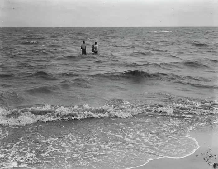 Framed Print : Net fishing on the Gulf of Mexico, Pass Christian, Mississippi, 1937. Creator: Dorothea Lange Framed Print : Net fishing on the Gulf of Mexico, Pass Christian, Mississippi, 1937. Creator: Dorothea Lange